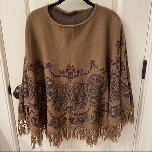 Boho style poncho sweater